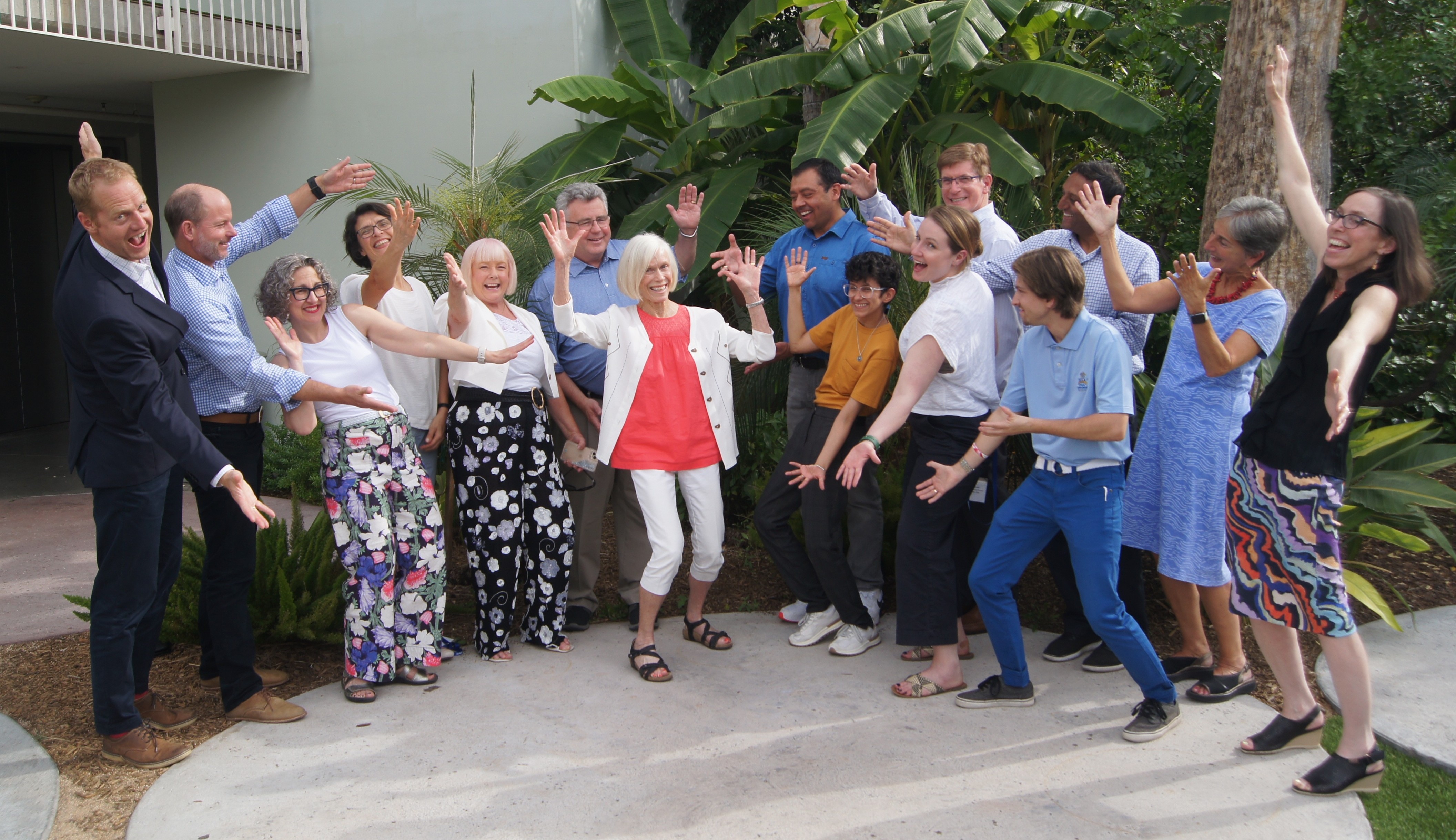 People celebrating woman