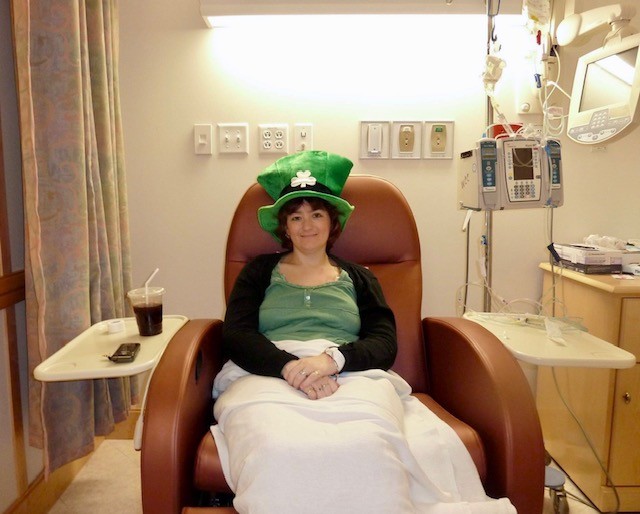 Woman sitting in hospital chair